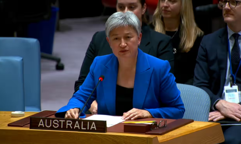 Photo of Penny Wong speaking on behalf of Australia