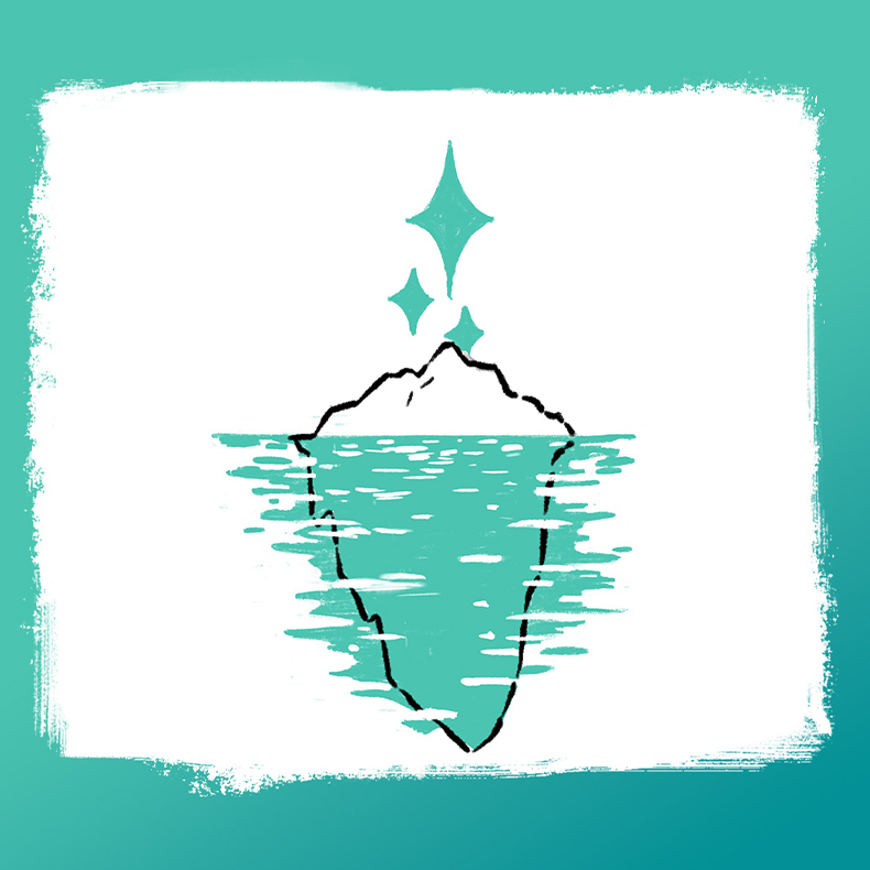 Sketch of an iceberg below the water