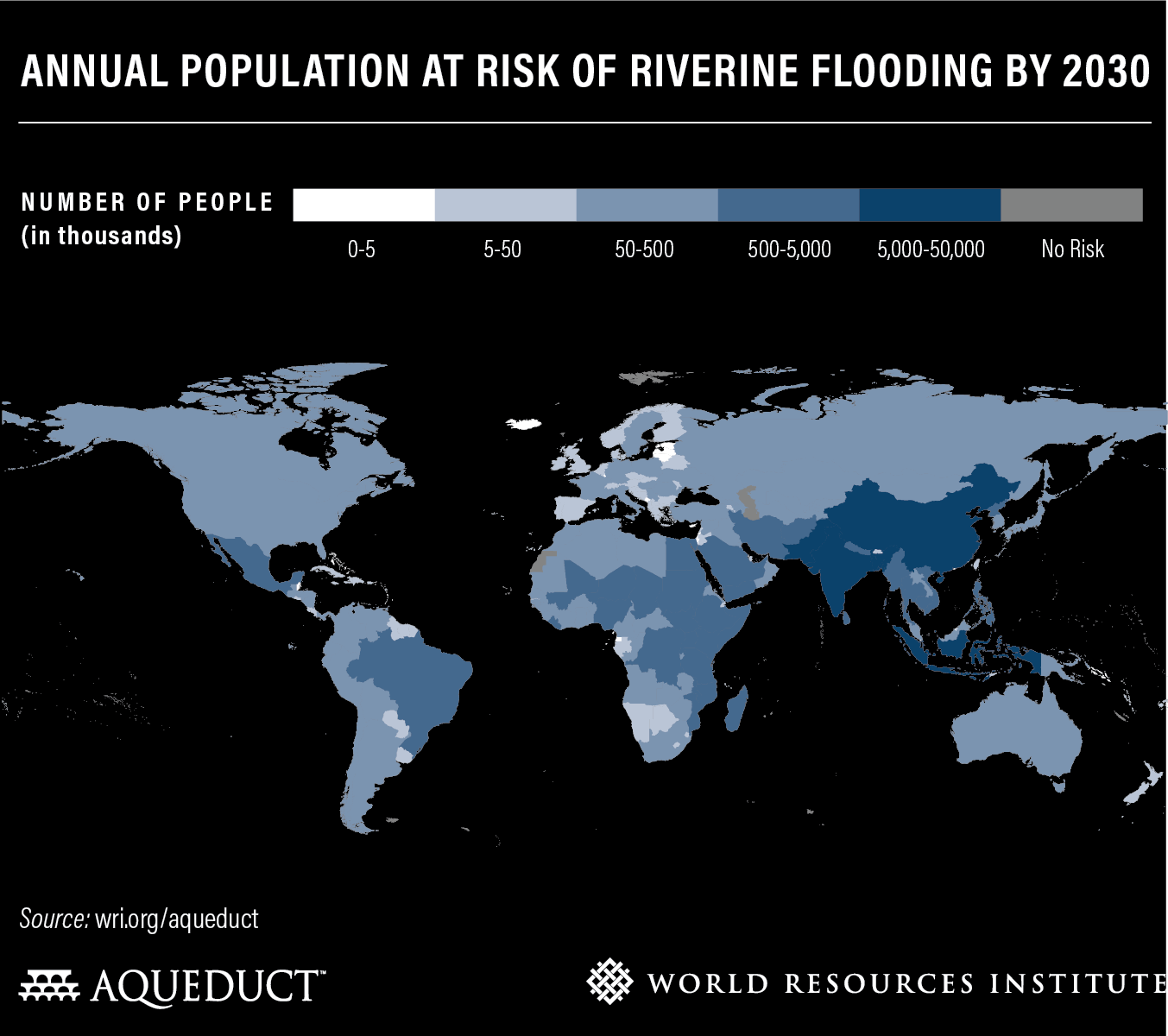 ANNUAL POPULATION AT RISK OF RIVERINE FLOODING BY 2030