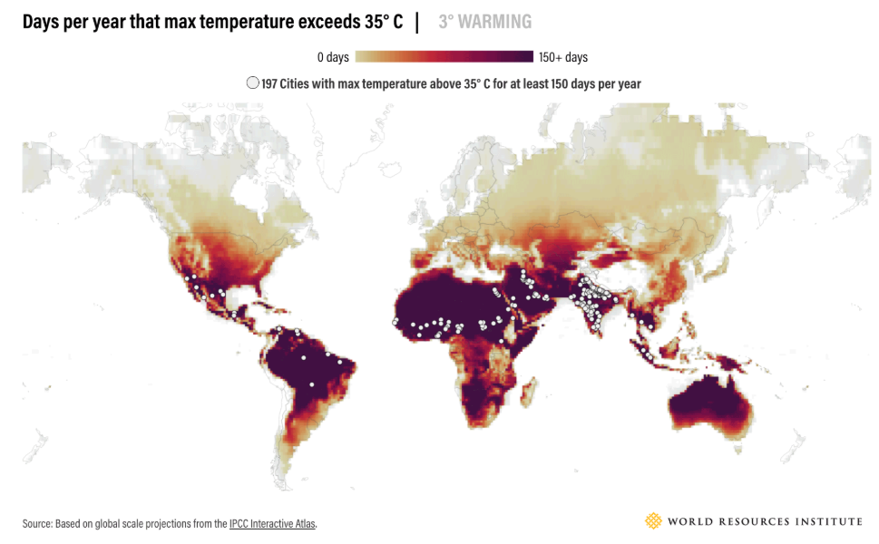 Days per year that max temperature exceeds 35C