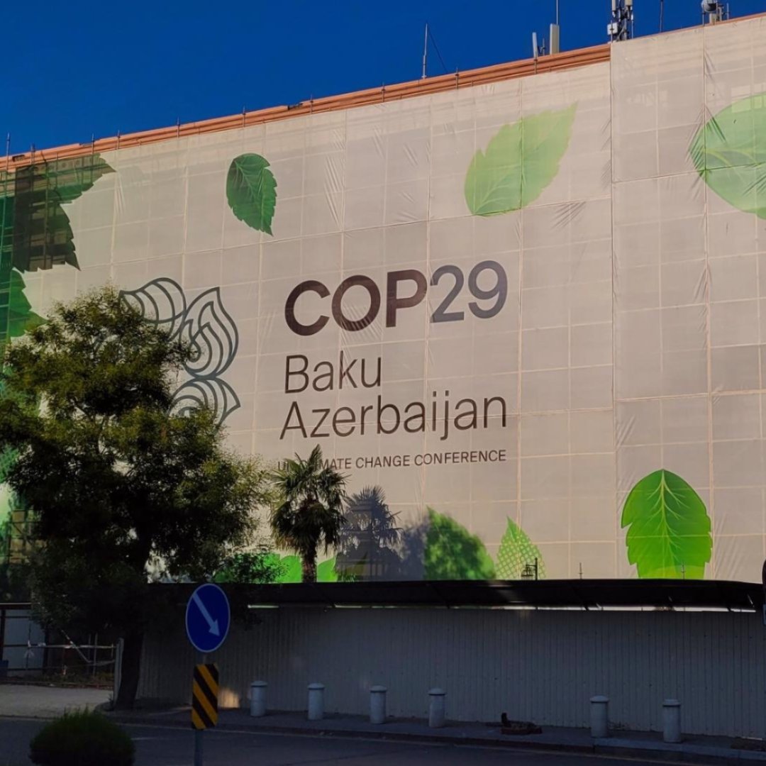 COP29 banner in Baku, Azerbaijan