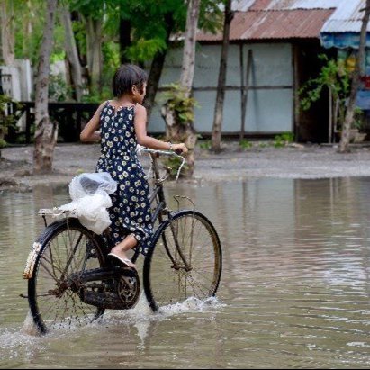 bike in flooded street