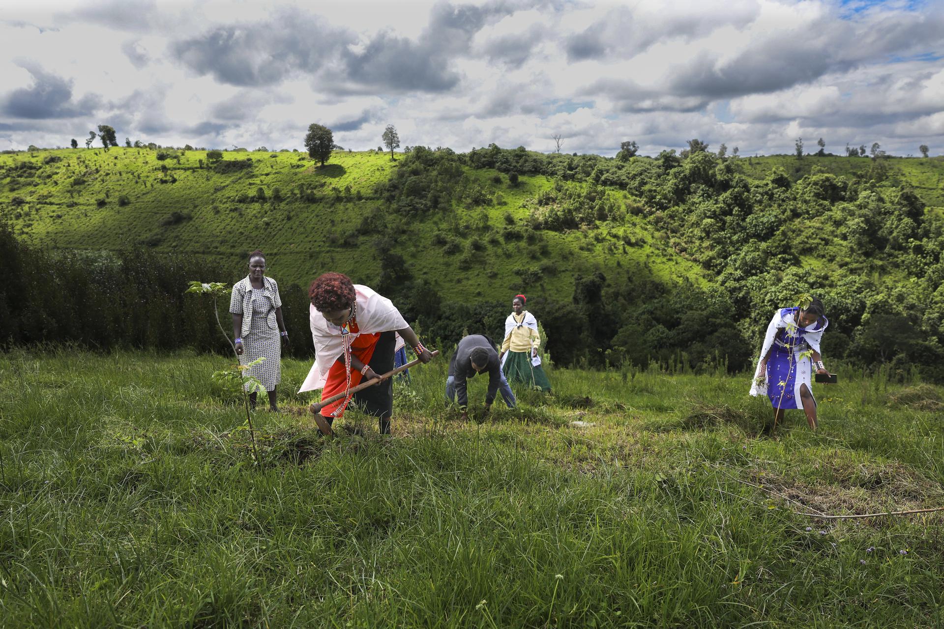 Women working on restoration project in Kenya.